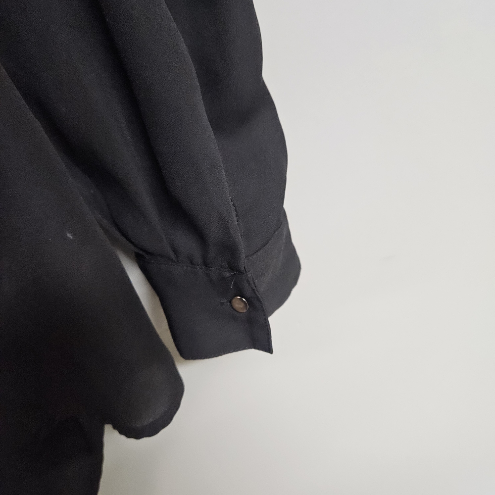 Massini Women's Large Black Long Sleeve Blouse Button-down Shirt - Picture 3 of 7